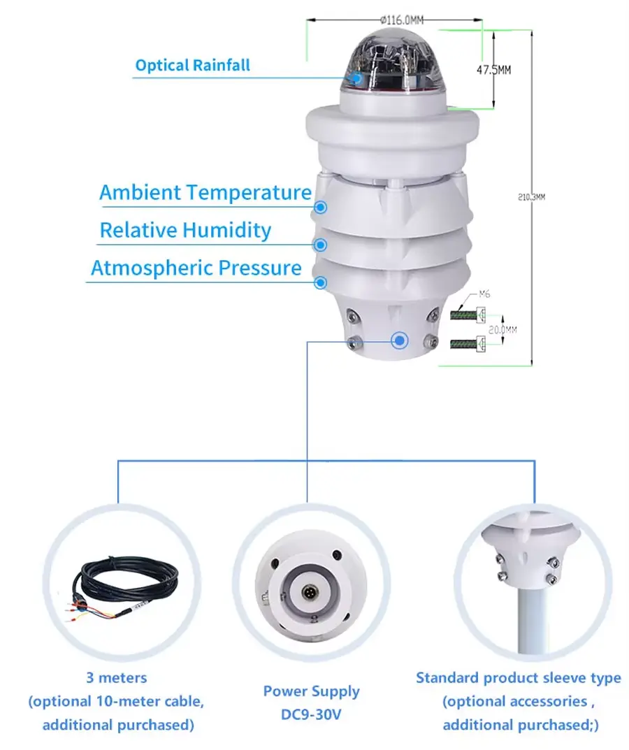 compact weather station with rainfall sensor
